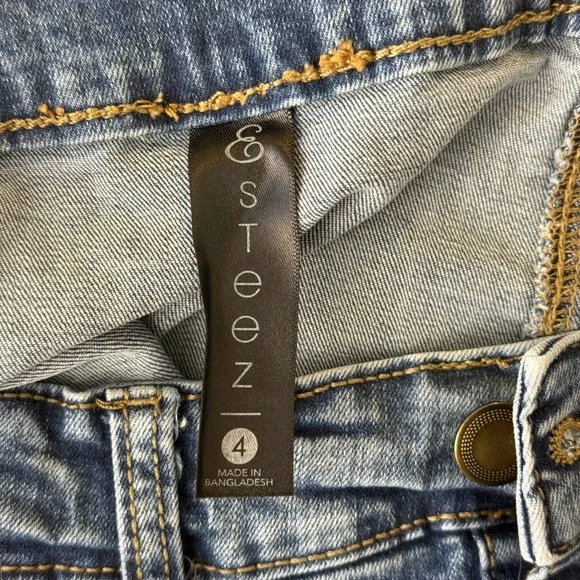 Esteez Women Blue Denim Button Front Midi Skirt A-Line Stretch Size 4 - Picture 4 of 10